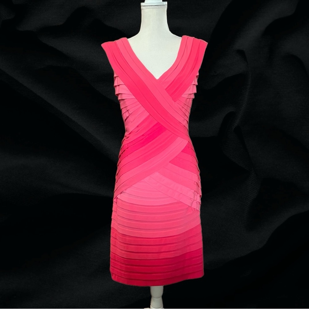 Tadashi Shoji Pink Ombré Tiered Bandage Dress